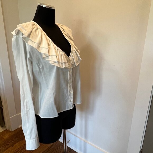 The Shirt Amalia ruffle neck white ruffle button up sz S - Picture 4 of 14